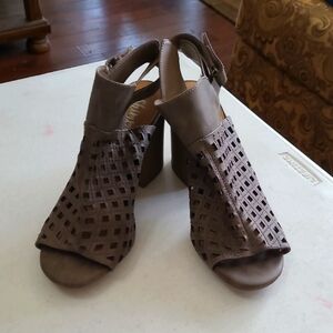 Shimmer by EDL Brown Cutout Peep Toe Heels size 11